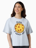 Funny Cartoon Food Pepperoni Pizza with Text Sure I Could Eat Boxy T Shirt T Shirt Comfort Fit Fan Favorite