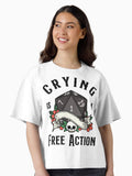 DND RPG Funny Critical failure Crying is a free action Natural one D20 dice Boxy T Shirt T Shirt Streetwear Style Everyd