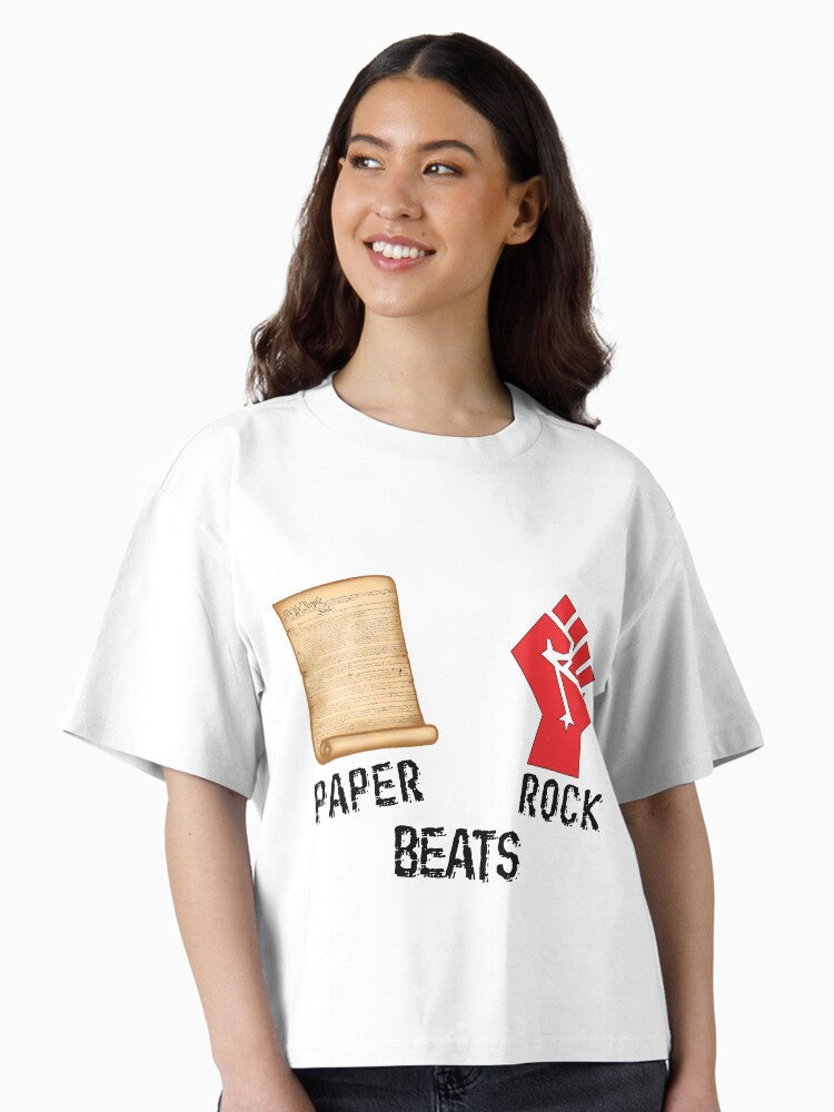 Paper Beats Rock Boxy T-shirt | Trendy Graphic Tee | Casual Unisex T-shirt
