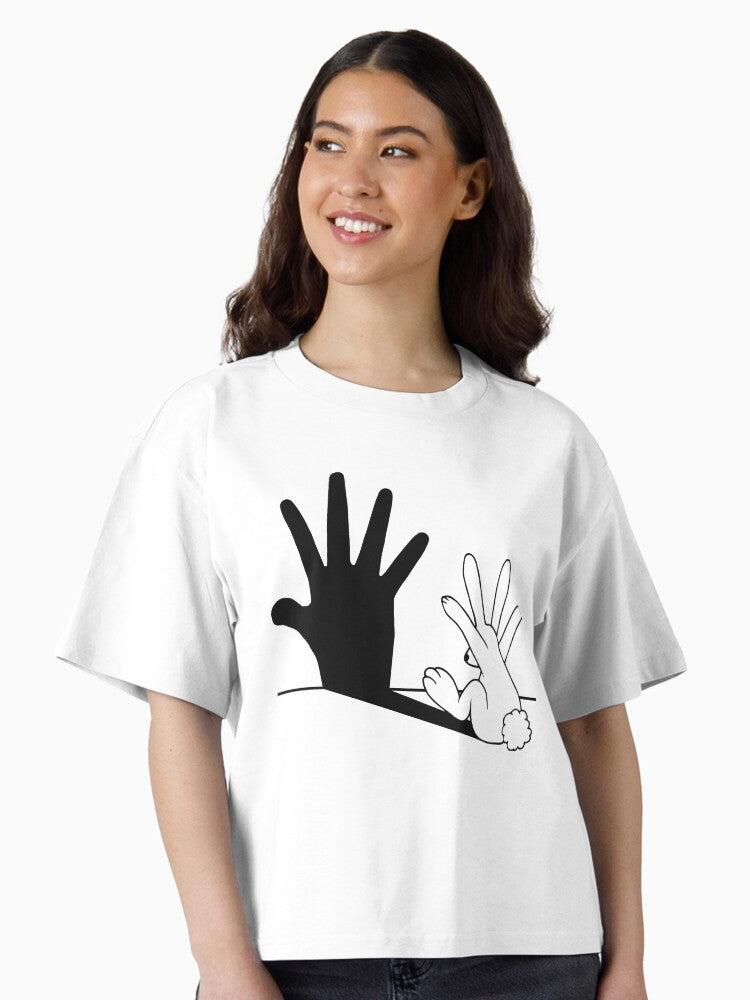 Rabbit Hand Shadow Boxy T Shirt T Shirt Premium Print US Top Pick