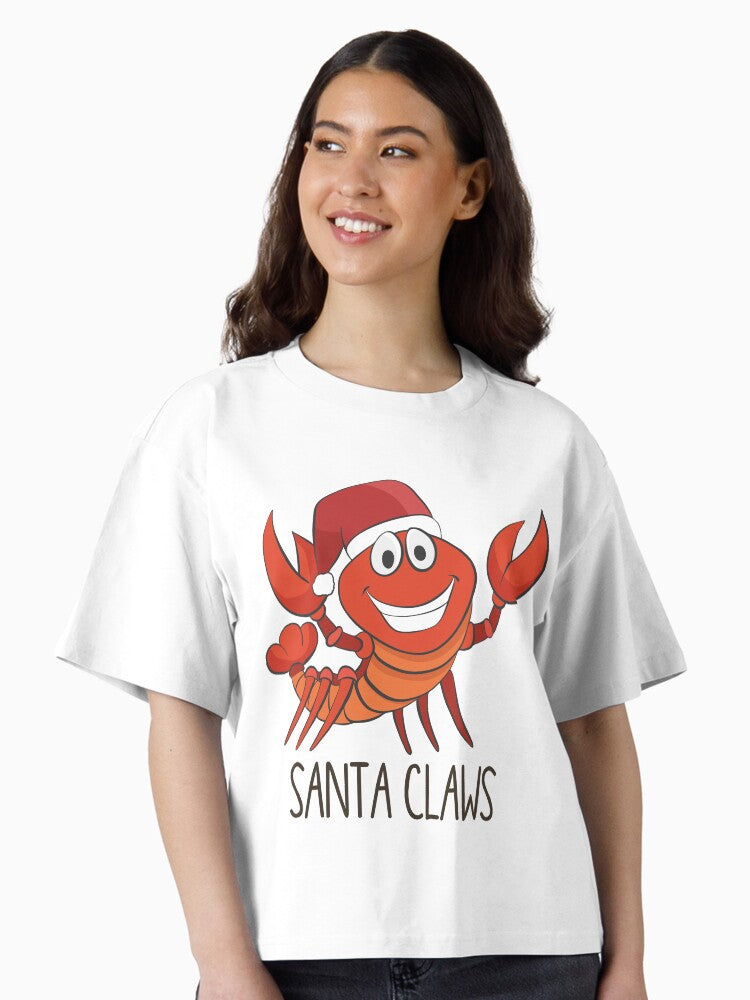 Santa Claws Funny Lobster Christmas gift Boxy T Shirt T Shirt Viral TikTok Find Gift Ready