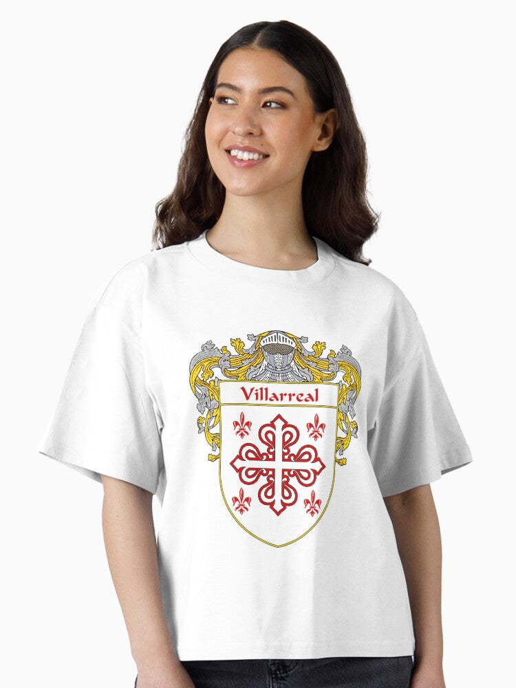Villarreal Coat of Arms Family Crest Boxy T Shirt T Shirt Streetwear Style Everyday Wear