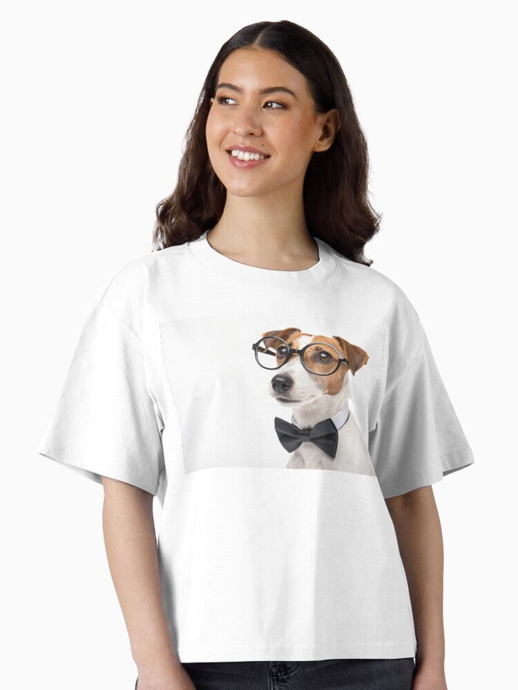 cute Jack Russell terrier wearing glasses and a bow tie Boxy T Shirt T Shirt Trending 2025 Top Rated