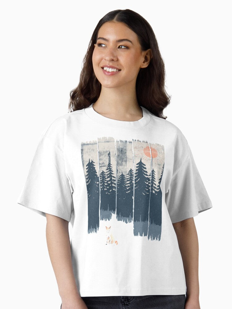 A Fox in the Wild Boxy T Shirt T Shirt Comfort Fit Everyday Wear