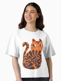 Boho Orange Tiger Tabby Cat Boxy T Shirt T Shirt Premium Print Hot Right Now