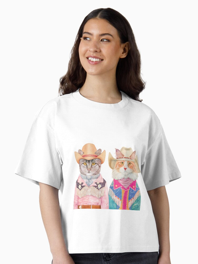 Rodeo Cats Tabby and Longhaired Ginger Cat Boxy T Shirt T Shirt Viral TikTok Find US Top Pick