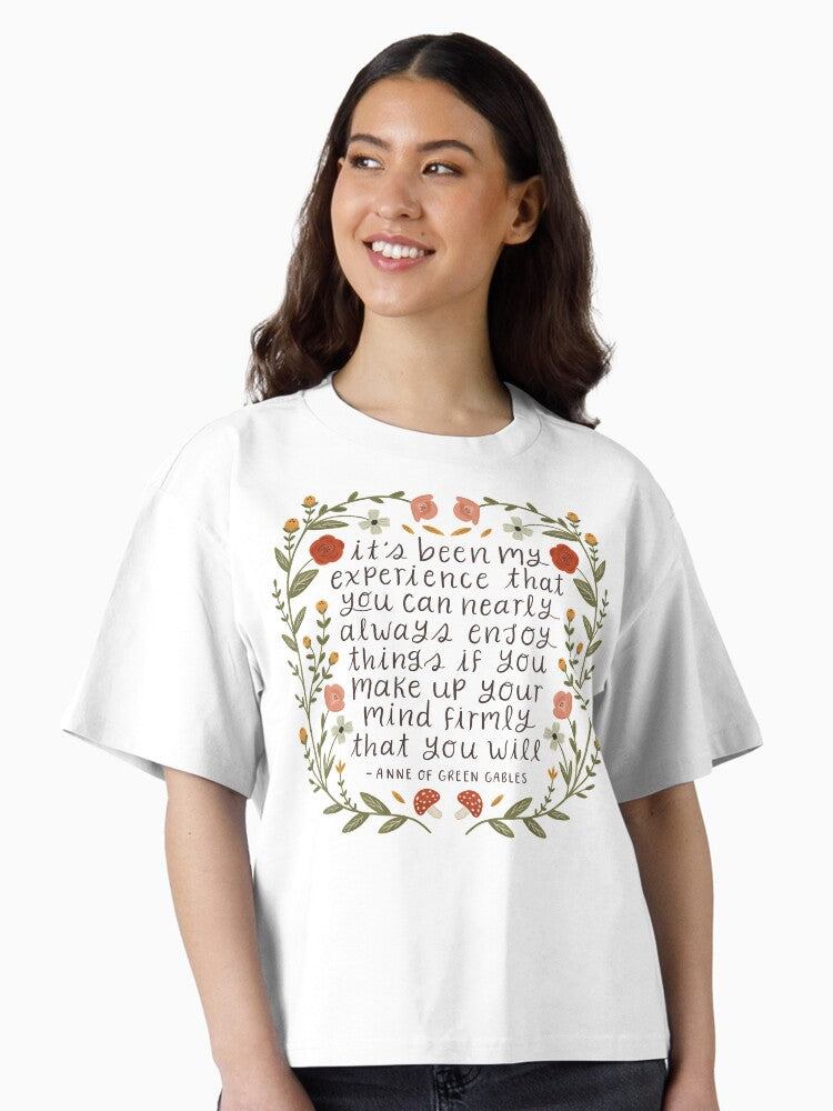 Anne of Green Gables Enjoy Things Quote Boxy T Shirt T Shirt High Search Demand Fan Favorite