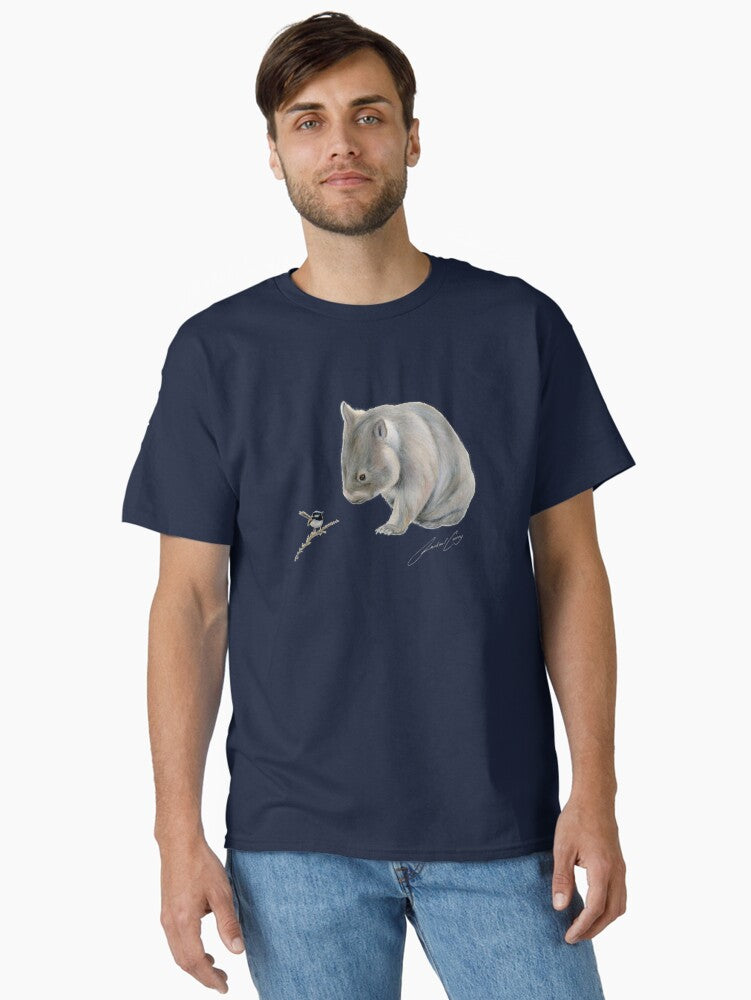 Wombat and Blue Wren Friends with signature Superb blue fairy wren Classic T Shirt T Shirt Viral US Style High CTR Pick