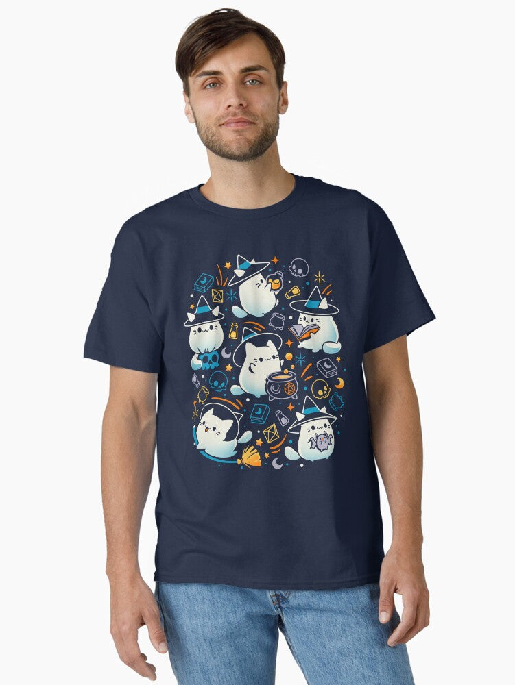 Whiskers and Witchcraft - Cute Cat Witch Classic T-Shirt T-Shirt | High-Quality Print | Perfect For Daily Wear