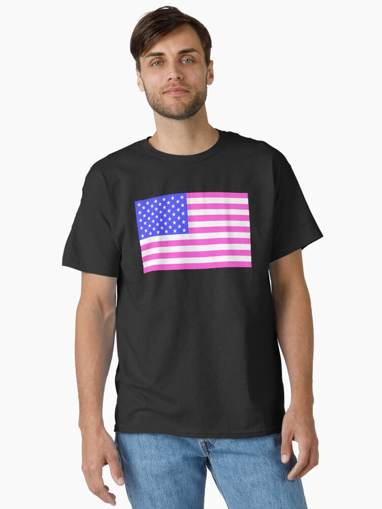 USA Pink and Blue Flag Classic T Shirt T Shirt Trending 2025 Hot Search US
