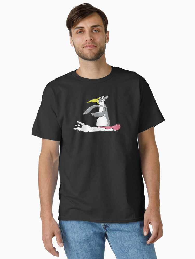 Snowboarding Penguin Classic T-Shirt | Graphic T-Shirt for Unisex