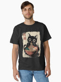 Ramen Cat - Black Cat Eating Ramen - Japanese Noodles - Cute Anime Style Art Classic T-Shirt | Graphic T-Shirt for Unisex
