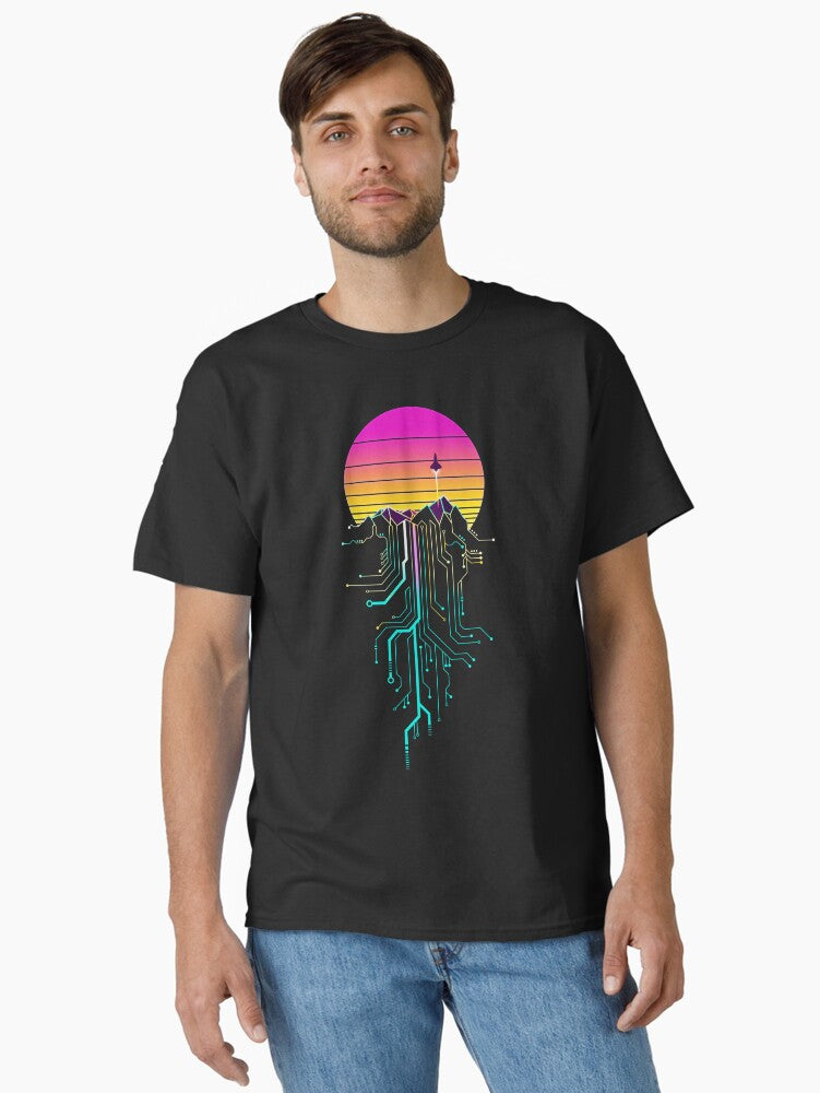 Synth Mountain Sunrise Classic T Shirt T Shirt Best Seller Look High Search Demand