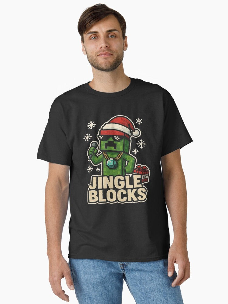 Jingle Blocks – Funny Minecraft Christmas Creeper Parody Design Classic T-Shirt