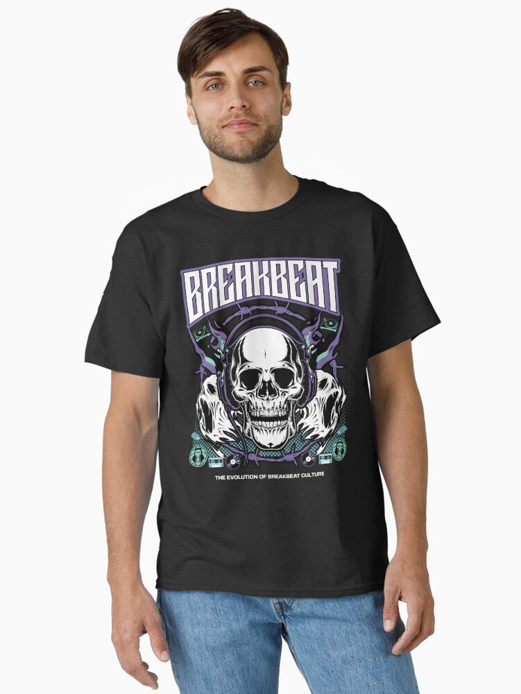 Breakbeat - Evolution Skull Purpleteal Classic T-shirt | Trendy Graphic Tee | Casual Unisex T-shirt