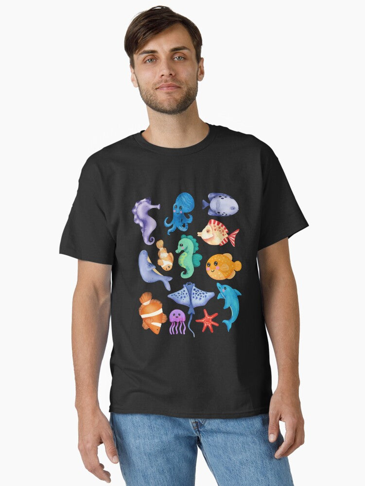 Watercolor Cute Sea Fish Pack Classic T-Shirt