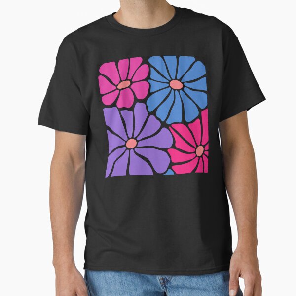 Boho Pink, Purple And Blue Floral Art Designs  Classic T-Shirt for Sale by DEC02