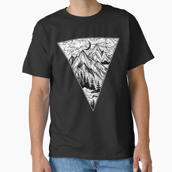 Triangle Frame Artwork With Wilderness Landscape Scene With A Lake  Classic T-Shirt for Sale by inpzduzsv56
