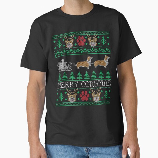 Title:- Funny Corgi Dog Lover Owner Corgi Ugly Christmas Sweater Classic T-Shirt for Sale by mrsmitful