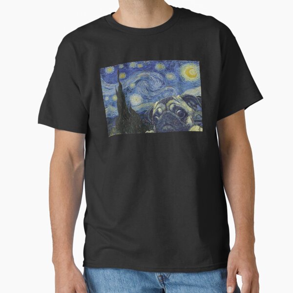 Pug Dog Starry Night Van Gogh - Pug Dog lovers - Graphics Pug Dog Poster Gift Classic T-Shirt for Sale by hippololocc