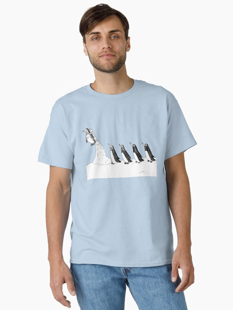 Penguin Takes Flight Classic T-Shirt | Graphic T-Shirt for Unisex