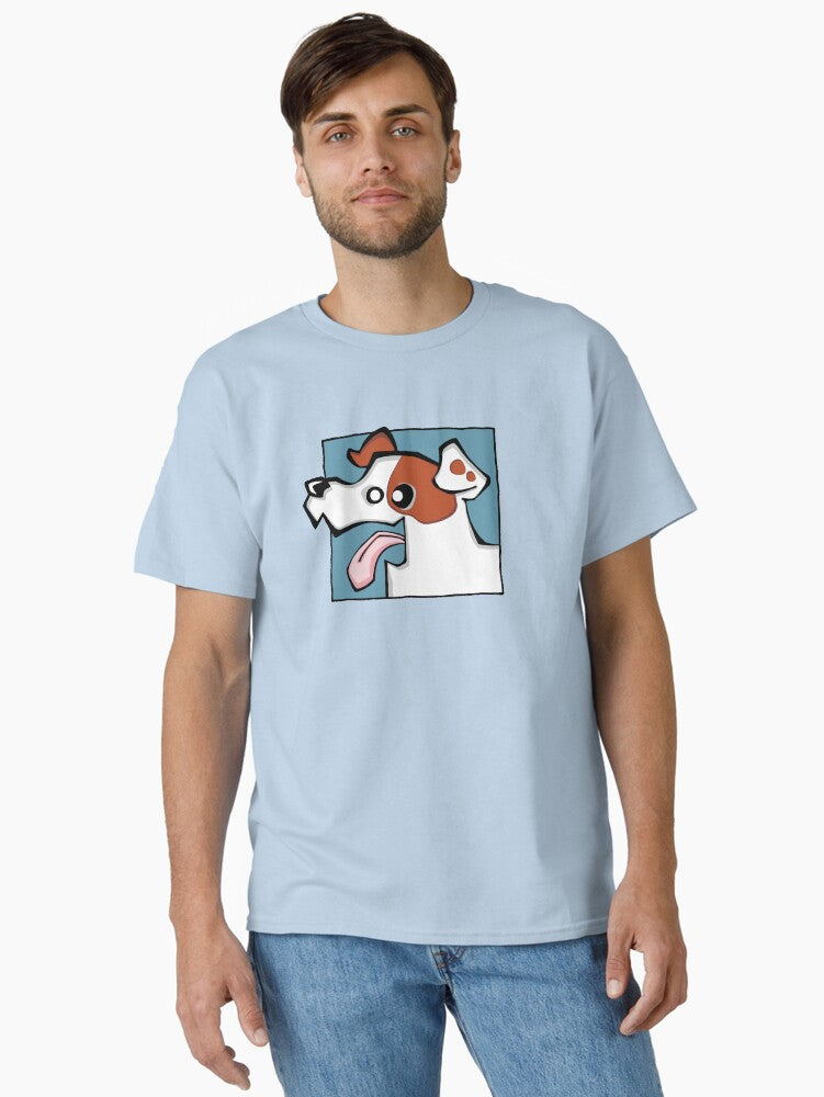 Jack Russell Terrier White and Tan Face BLUE BG Classic T Shirt T Shirt Premium Quality Daily Comfort
