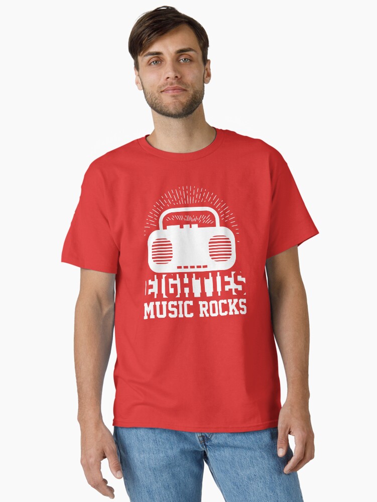 Eighties Music Rocks - Retro 80's Cassette Tape Player Classic T-shirt | Trendy Graphic Tee | Casual Unisex T-shirt