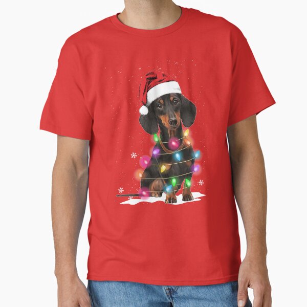 Dachshund Christmas Lights With Snow Sweater Classic T-Shirt for Sale by DogsHearted
