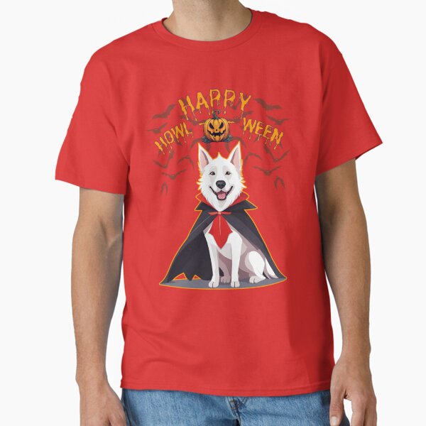 Majestic White Swiss Shepherd in Vampire Cape - Happy Howloween - Halloween Design for Products Classic T-Shirt for Sale by GoodyPaws