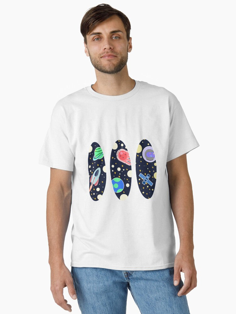 Earth planet with starry sky Classic T-Shirt | Graphic T-Shirt for Unisex