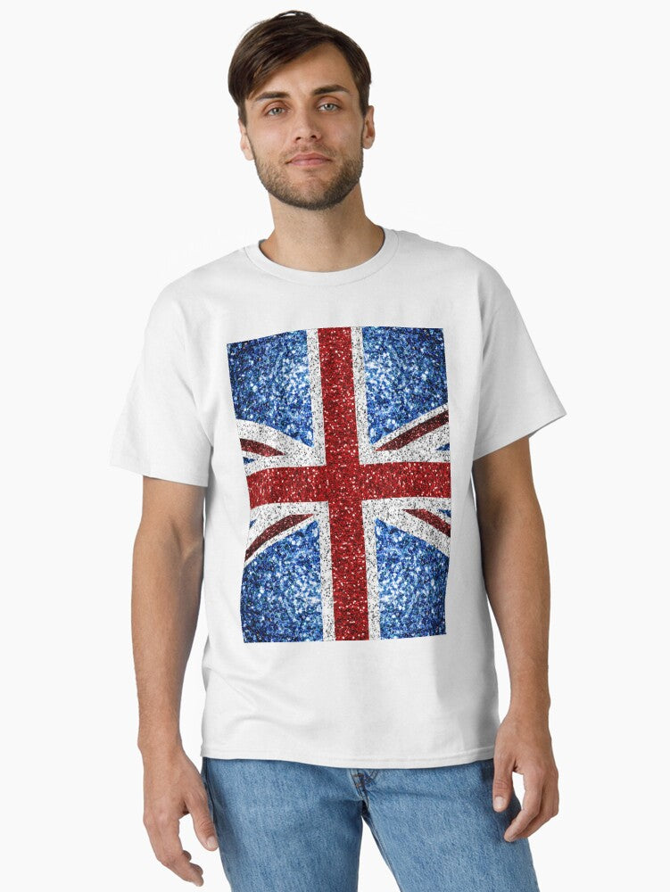 UK flag red blue white faux sparkles glitters United Kingdom British Union Jack Photo of Glitter Not Reflective Classic