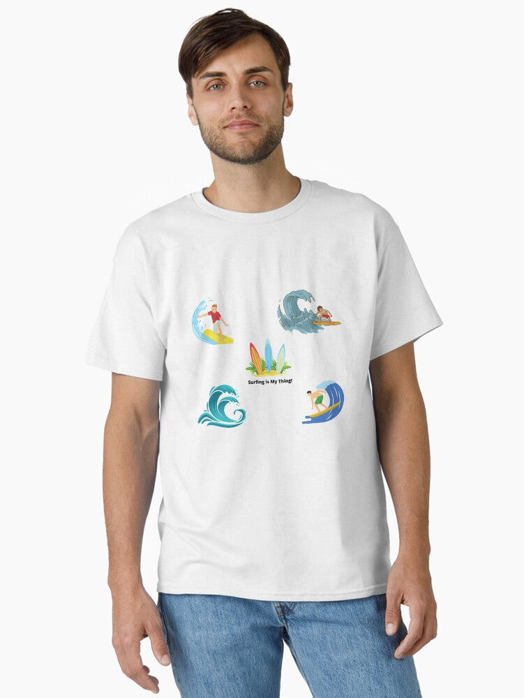 Waves are Mine - A hot summer day at the Beach Surf Boarding and Skimboarding Classic T-Shirt | Graphic T-Shirt for Unisex
