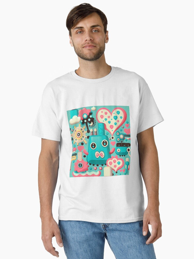 Extreme Kawaii Fluid Industrial Pattern Digital Painting Classic T Shirt T Shirt Comfort Fit Futuristic Style