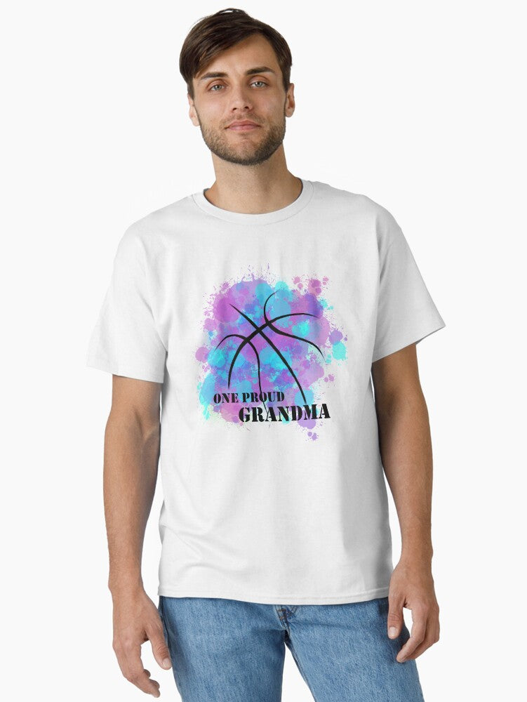 Basketball One Proud Grandma pink and blue Classic T Shirt T Shirt Comfort Fit Hot Right Now