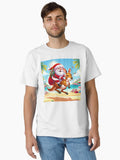 Happy Smiling Santa in Australia Riding Kangaroo on a Beach Classic T-Shirt