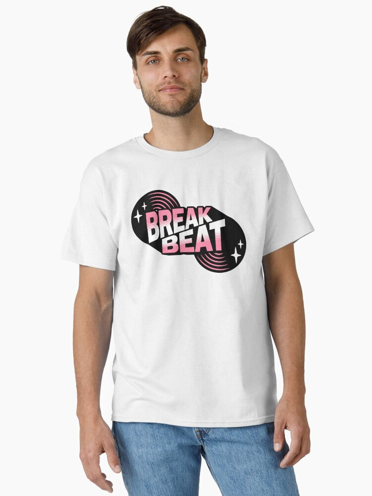 Breakbeat - Retro Vinyl Pink Classic T-shirt | Trendy Graphic Tee | Casual Unisex T-shirt