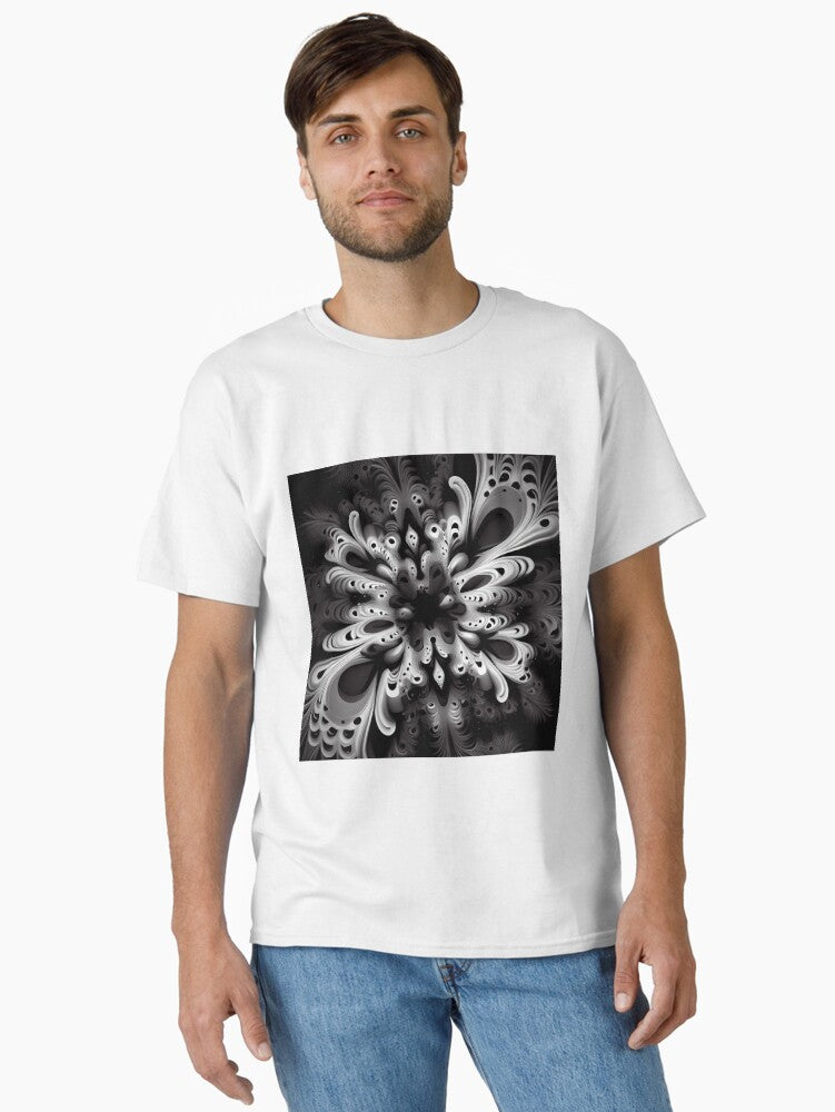 Coarse Fluid Explosive Monochromatic Maximalist Pattern Digital Painting Classic T Shirt T Shirt Premium Print