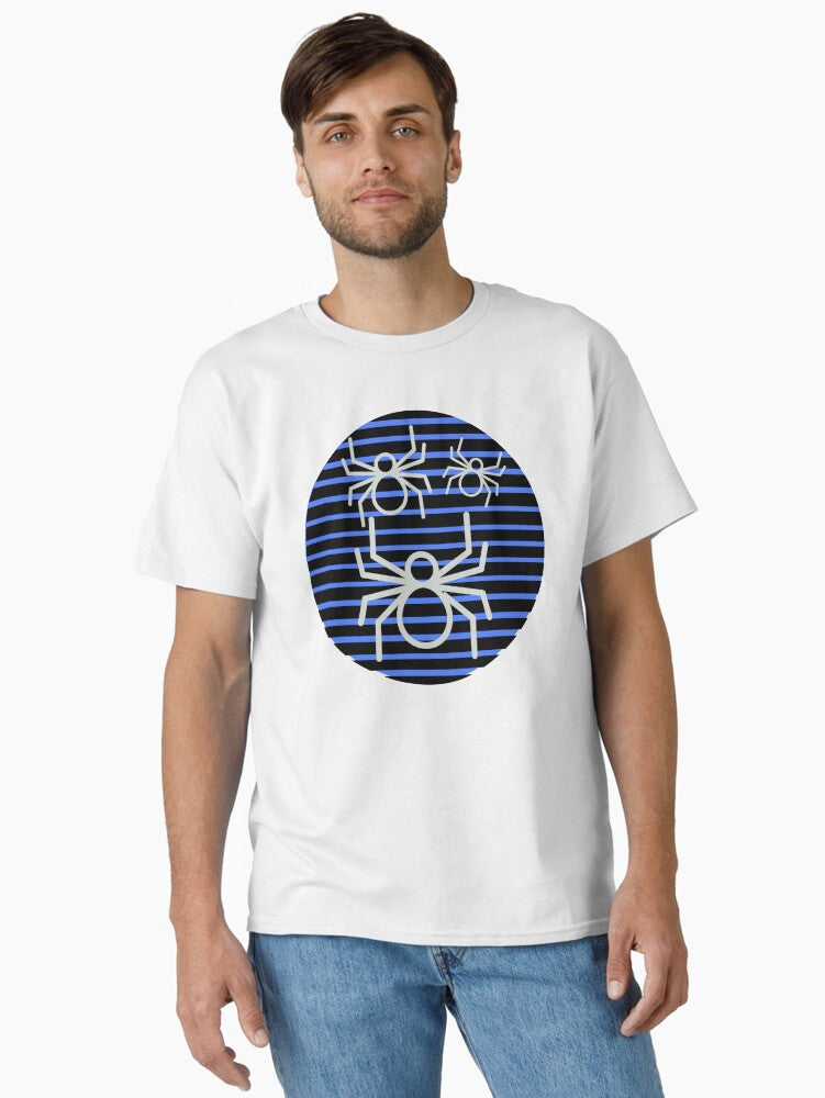 Halloween Black And White Stripes With Gray Spider Classic T Shirt T Shirt Best Seller Look Hot Search US