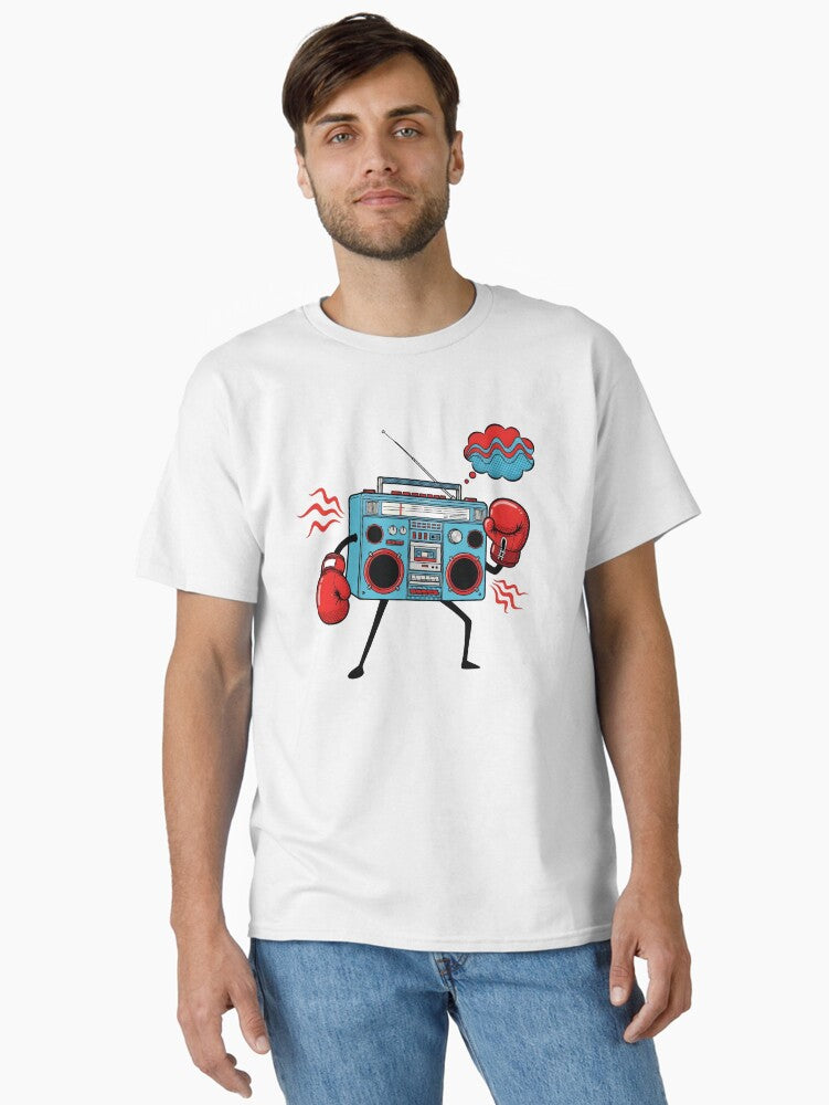 Boombox Boxer Funny Retro Music Fighting Design Classic T-shirt | Trendy Graphic Tee | Casual Unisex T-shirt
