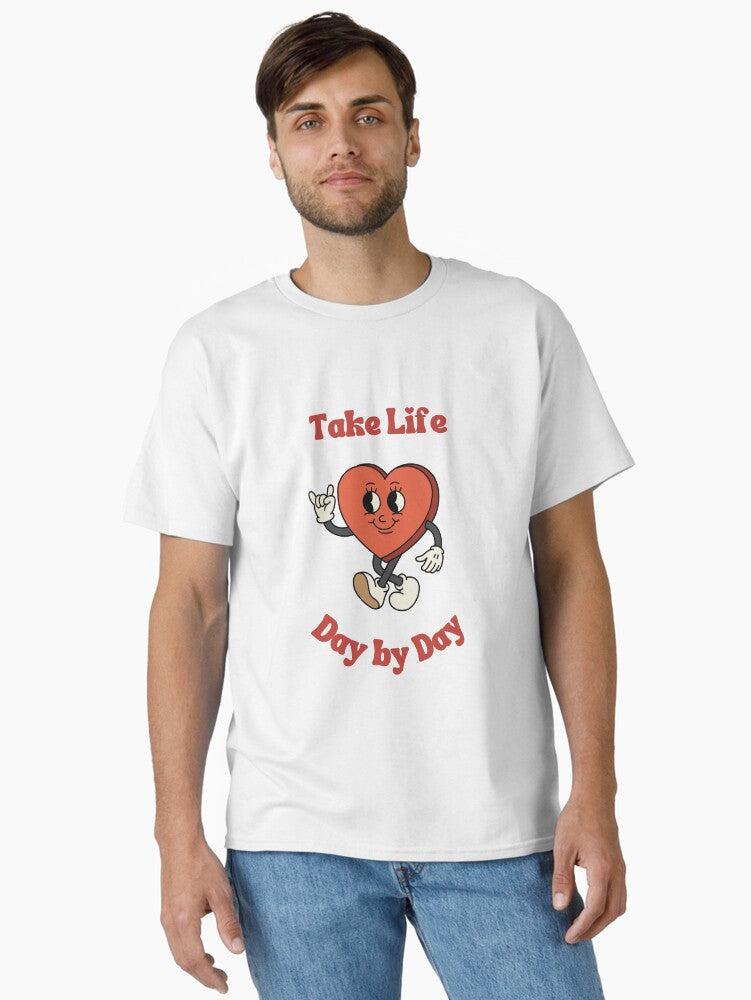 Take Life Day By Day Cartoon Retro Heart
