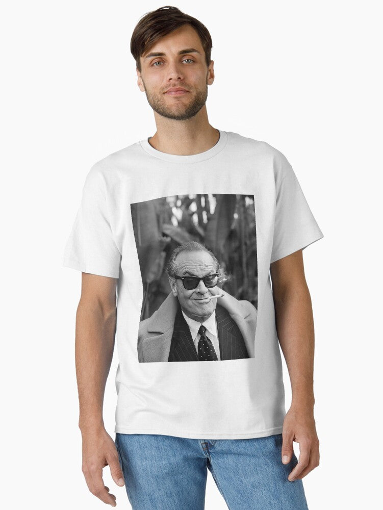 Jack Nicholson Smoking a Cigarette Black and White Vintage Photo Classic T Shirt T Shirt Trending 2025 Daily Comfort