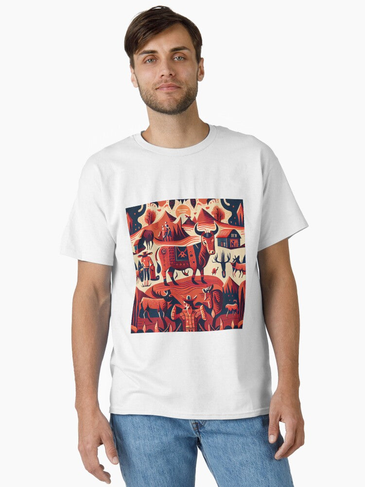 Aggressive Country Pattern Digital Painting Classic T Shirt T Shirt Viral TikTok Modern Aesthetic