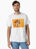 Funny jack russell terrier comes out of a paper orange background tearing it Classic T Shirt T Shirt Premium Quality Hig
