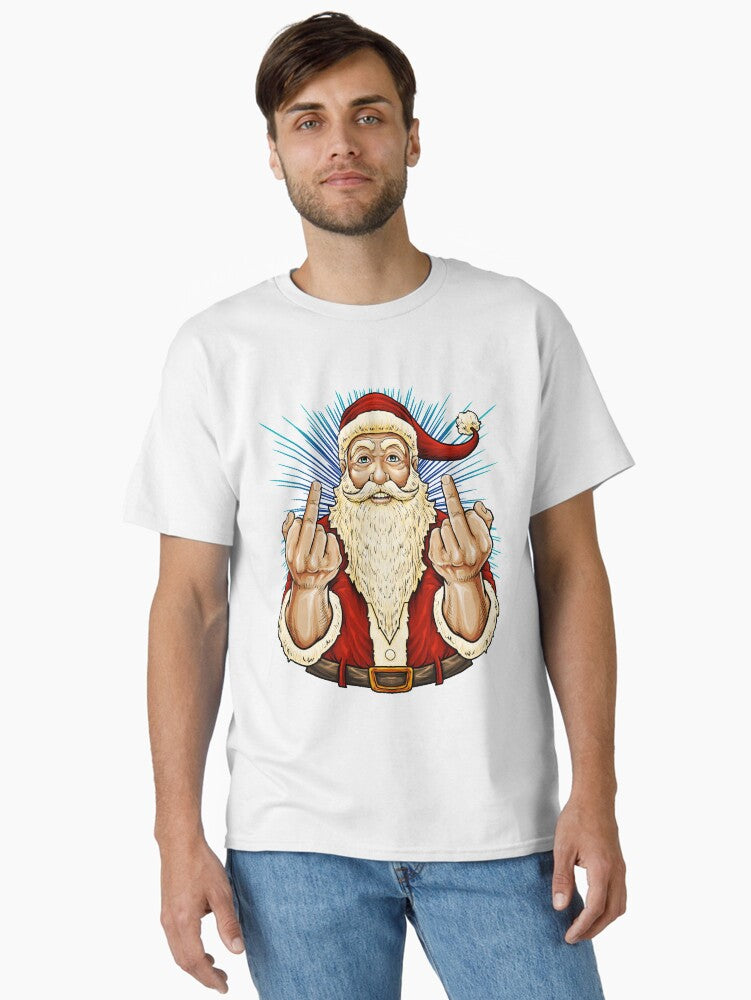 Santa Middle Finger Flip Off | St. Nick Christmas Profanity T-Shirt Classic T-Shirt