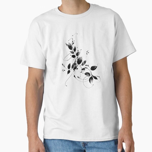 Black Handpainting Flowers Classic T-Shirt for Sale by NicolasGlowArt