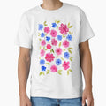 Loose floral pattern - pink and blue Classic T-Shirt for Sale by wackapacka