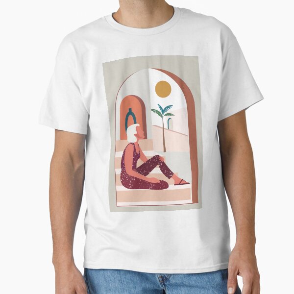 Boho chic style woman girl palms tree, Classic T-Shirt for Sale by Caravanstudio