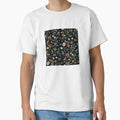 Bohemian soulful hand drawn flowers textures black background Classic T-Shirt for Sale by calligramus