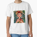 Frida with red cup Classic T-Shirt by Anastasia-May
