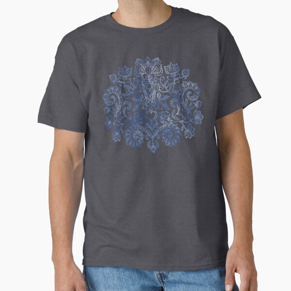 Indigo Blue Denim Ink Doodle Classic T-Shirt for Sale by micklyn